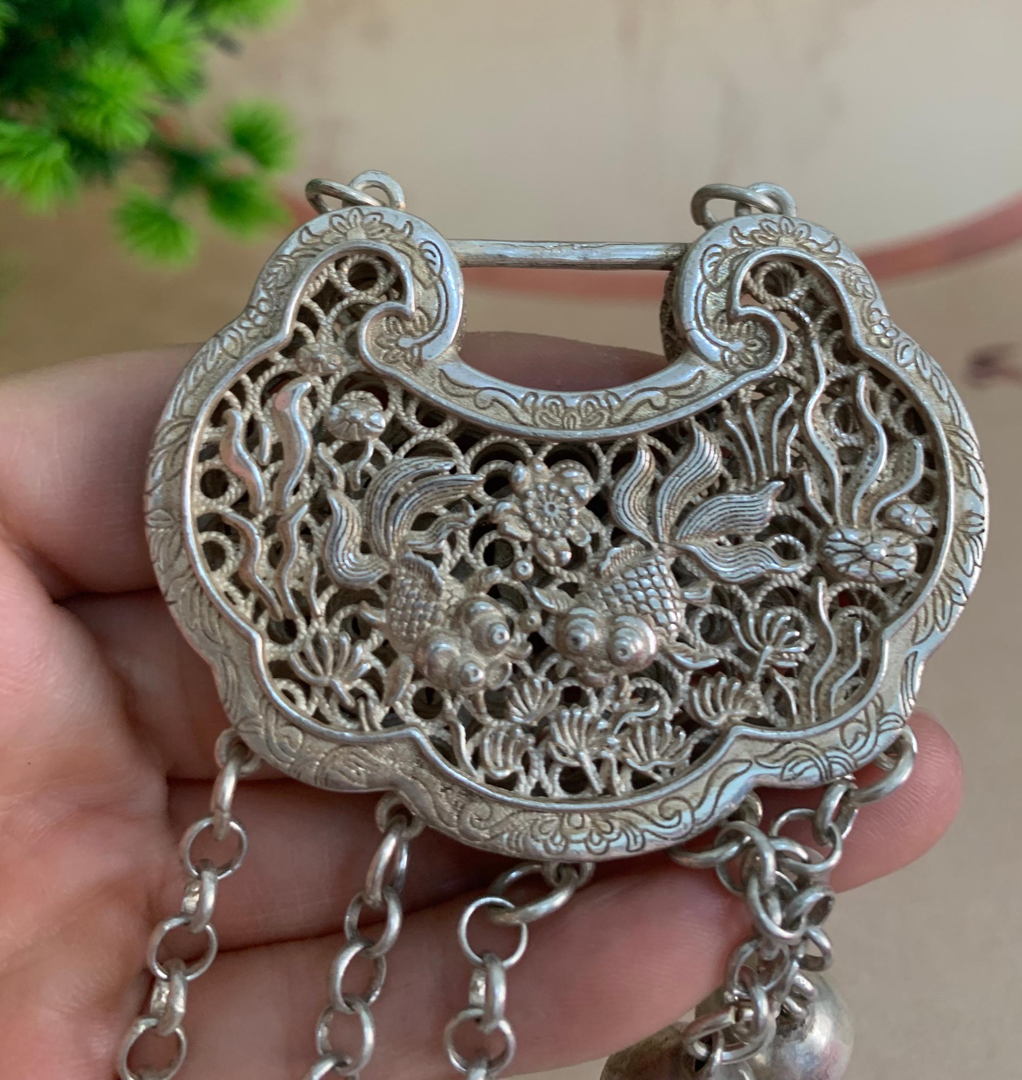 Vintage White Copper Handmade Fish Bell Necklace - Etsy