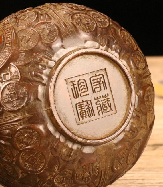 ヴィンテージブロンズ彫刻ボウル、装飾皿、風水像 - Etsy 日本