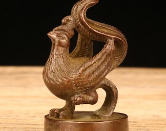Solid Bronze Carved Phoenix Statue. Home Decoration & Feng Shui