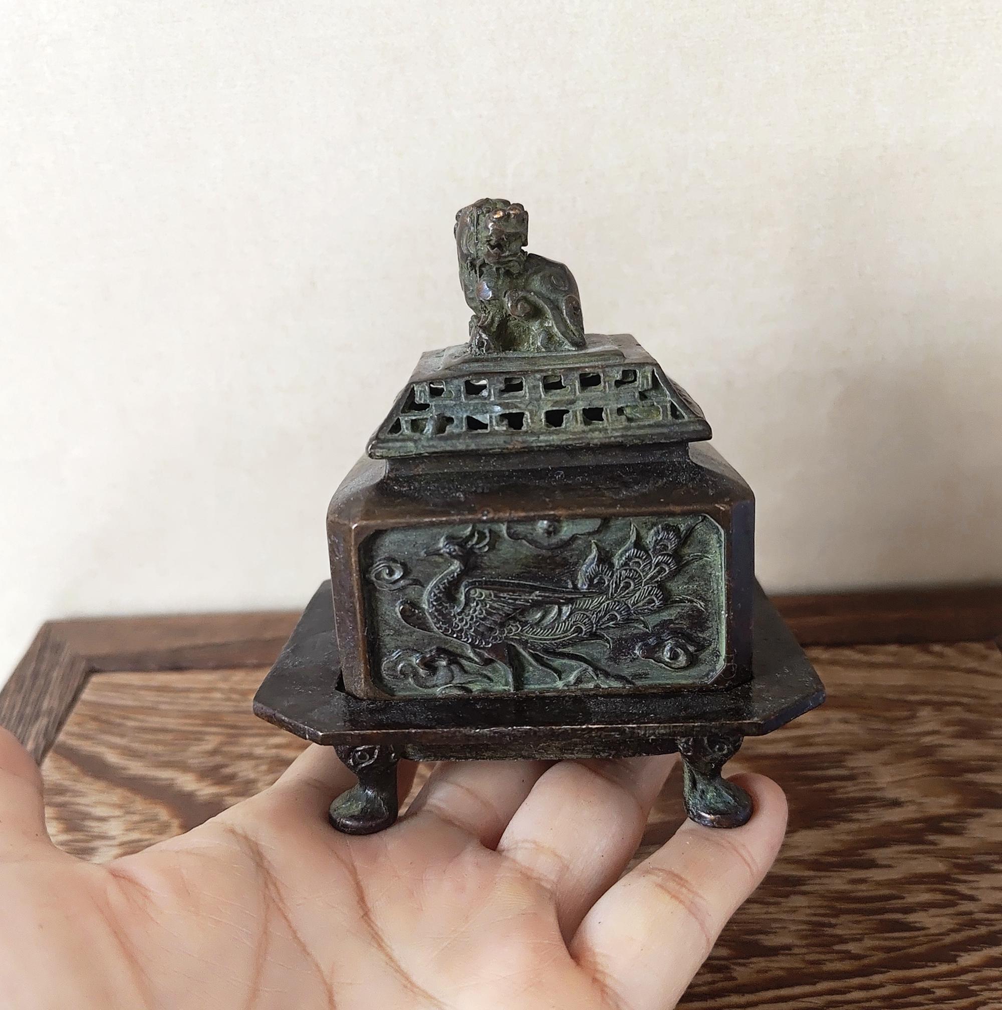 begin欅中古臼（3升〜4升用）フルメテナンス Bronze Carved Four Sacred Beasts Incense Burner – Feng Shui Altar