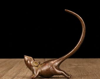 ブロンズ彫刻のネズミ像。ホームデコレーション - Etsy 日本