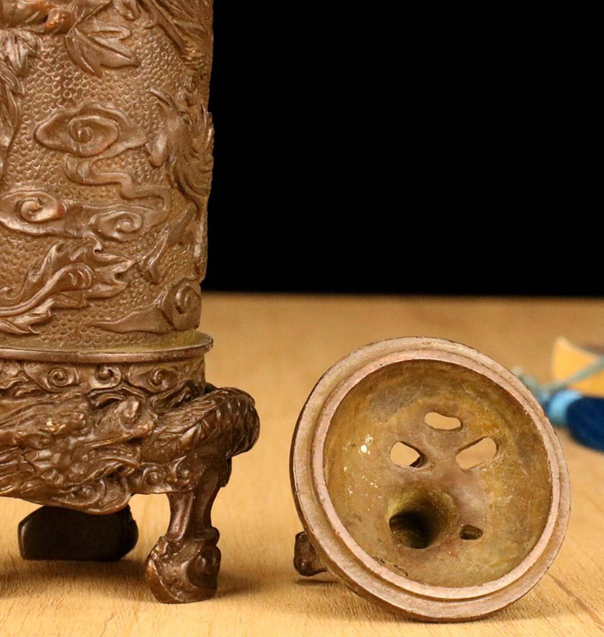 ヴィンテージブロンズ彫刻の龍と鳳凰の香炉、風水像、家の装飾 - Etsy 日本