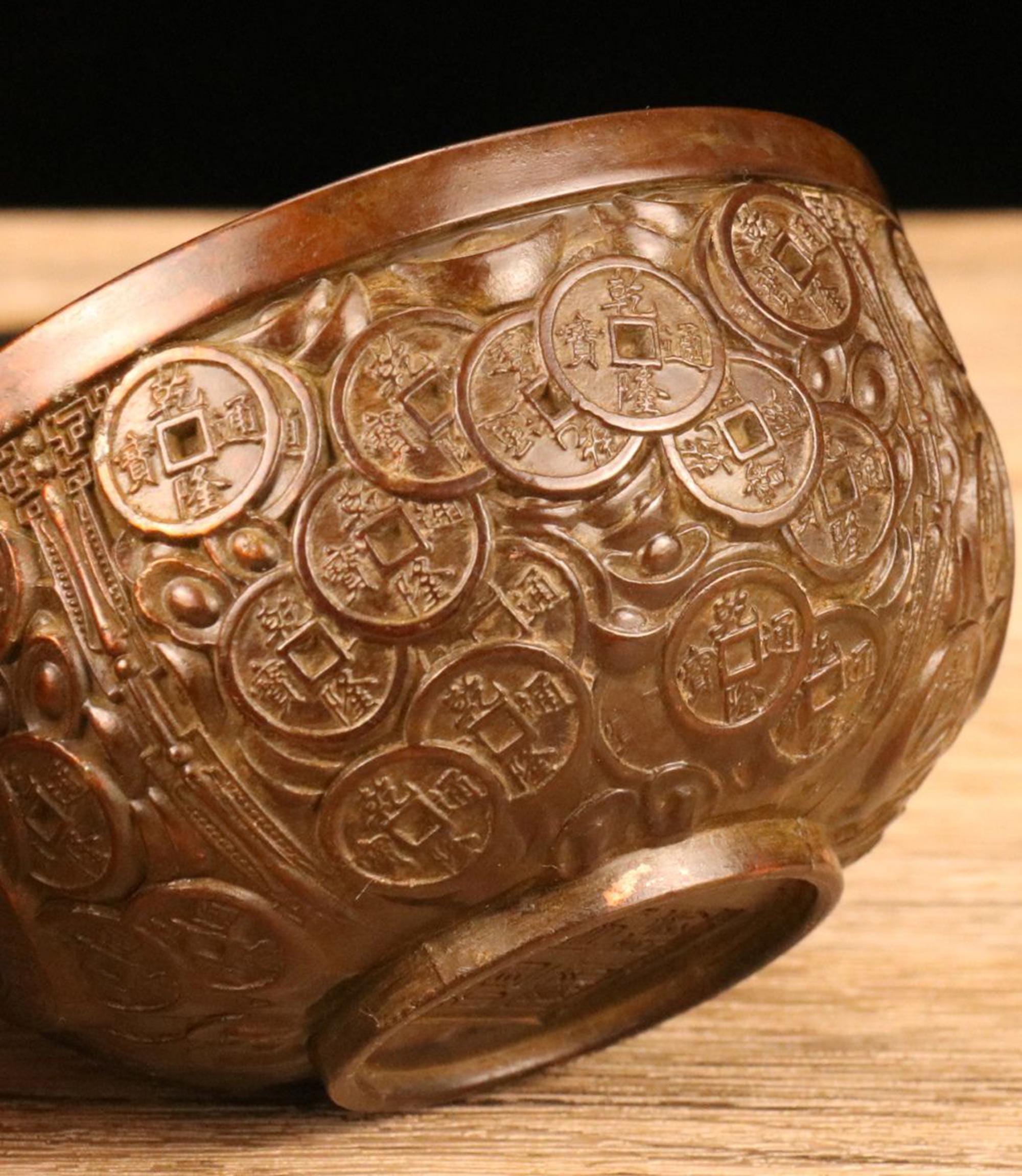 ヴィンテージブロンズ彫刻ボウル、装飾皿、風水像 - Etsy 日本