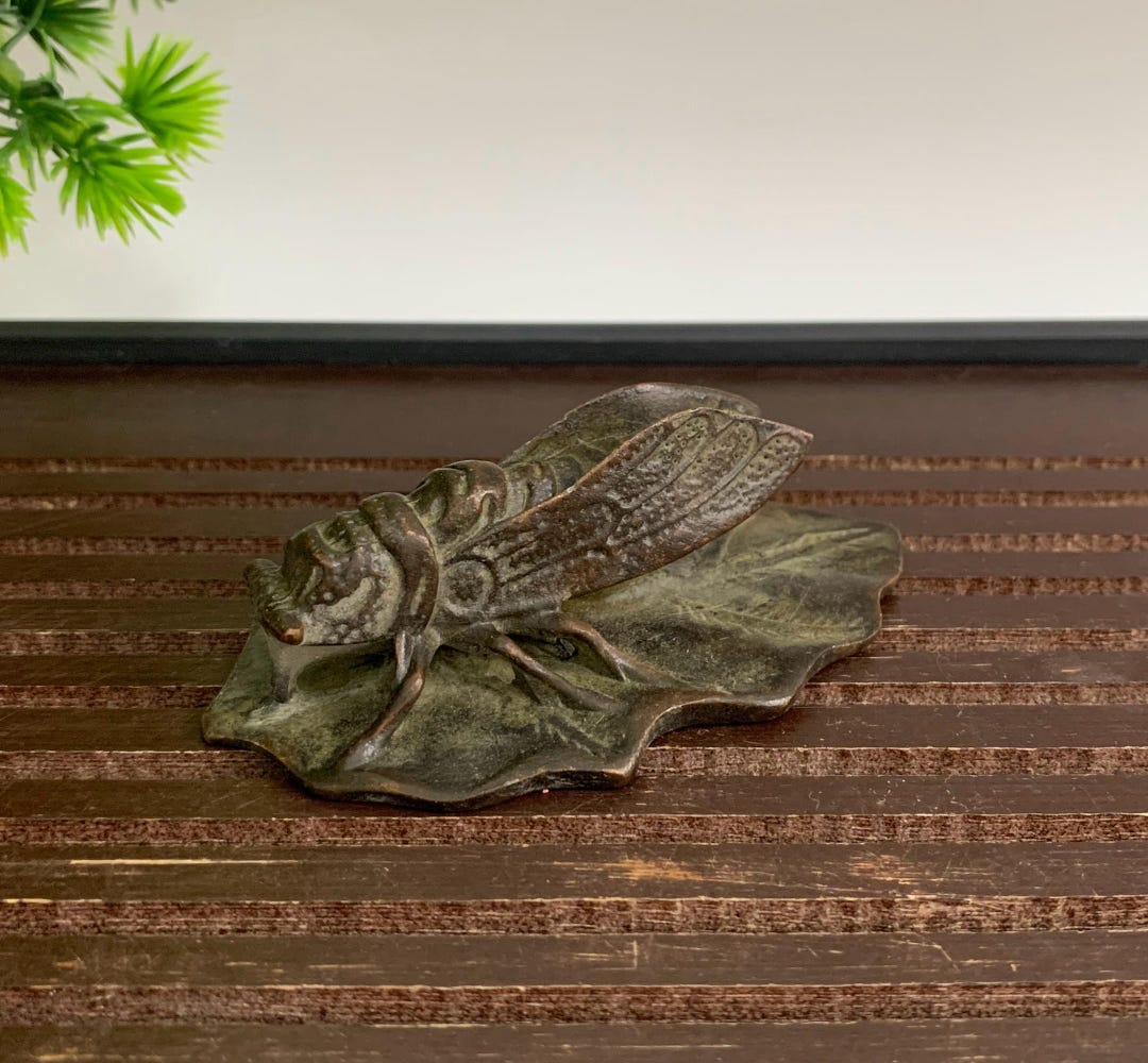 Vintage Bronze Carved Tree Branch Cicada Statue, Fengshui Statue - Etsy