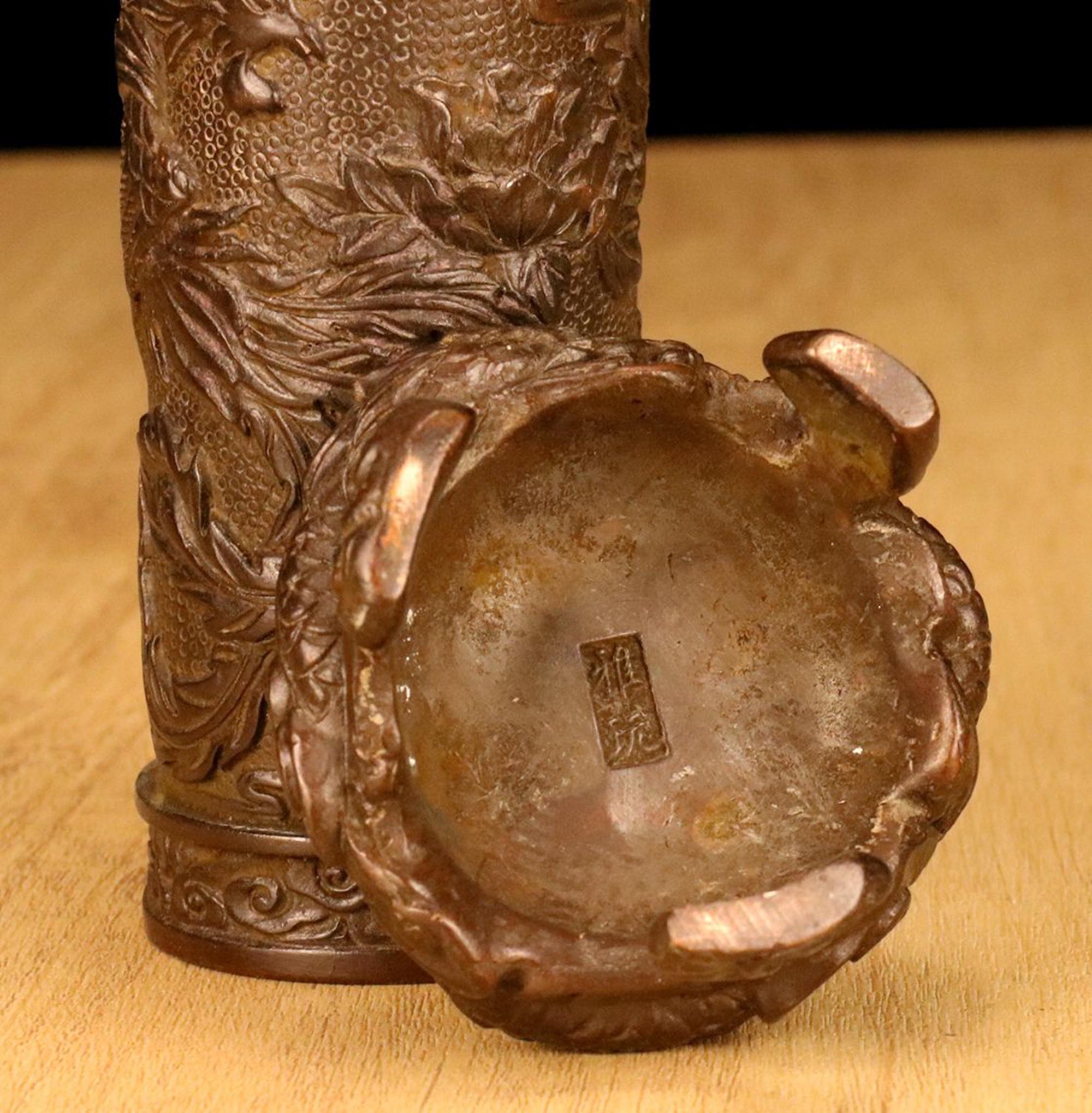 ヴィンテージブロンズ彫刻の龍と鳳凰の香炉、風水像、家の装飾 - Etsy 日本