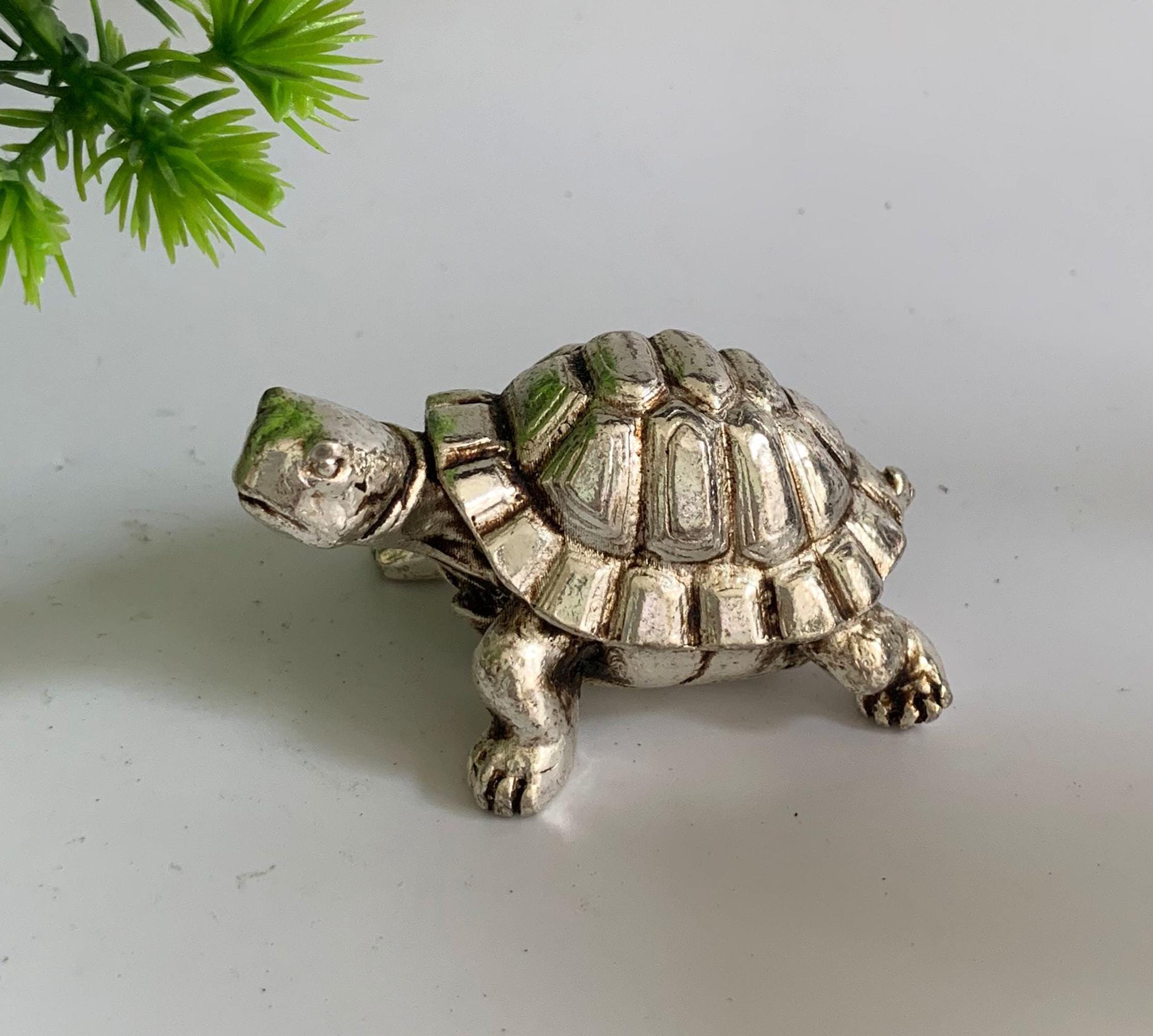 ヴィンテージの白銅彫刻の亀の像。ホームデコレーション - Etsy 日本