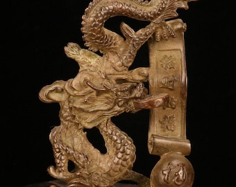 Vintage bronssnidad drakestaty