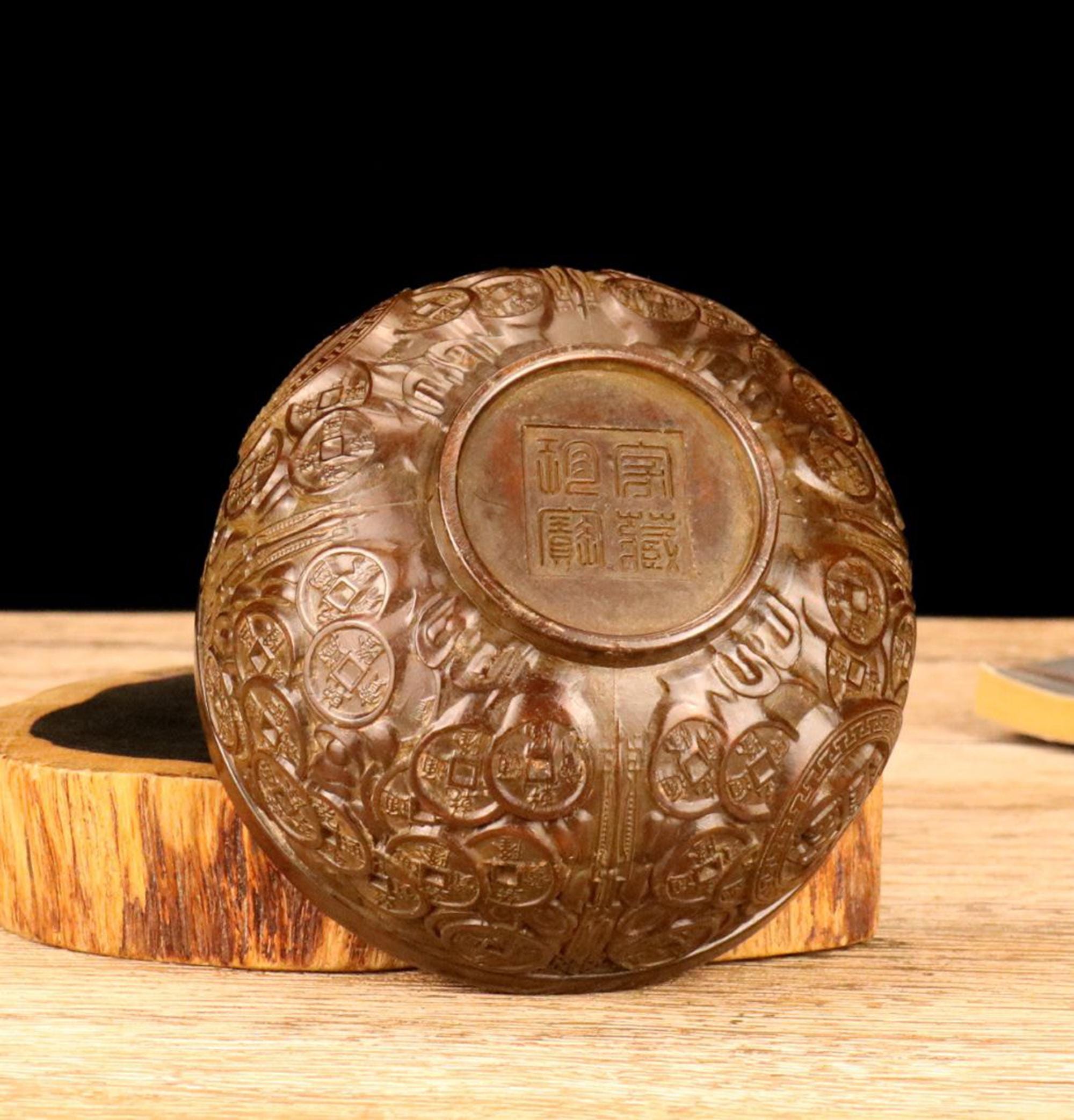 ヴィンテージブロンズ彫刻ボウル、装飾皿、風水像 - Etsy 日本