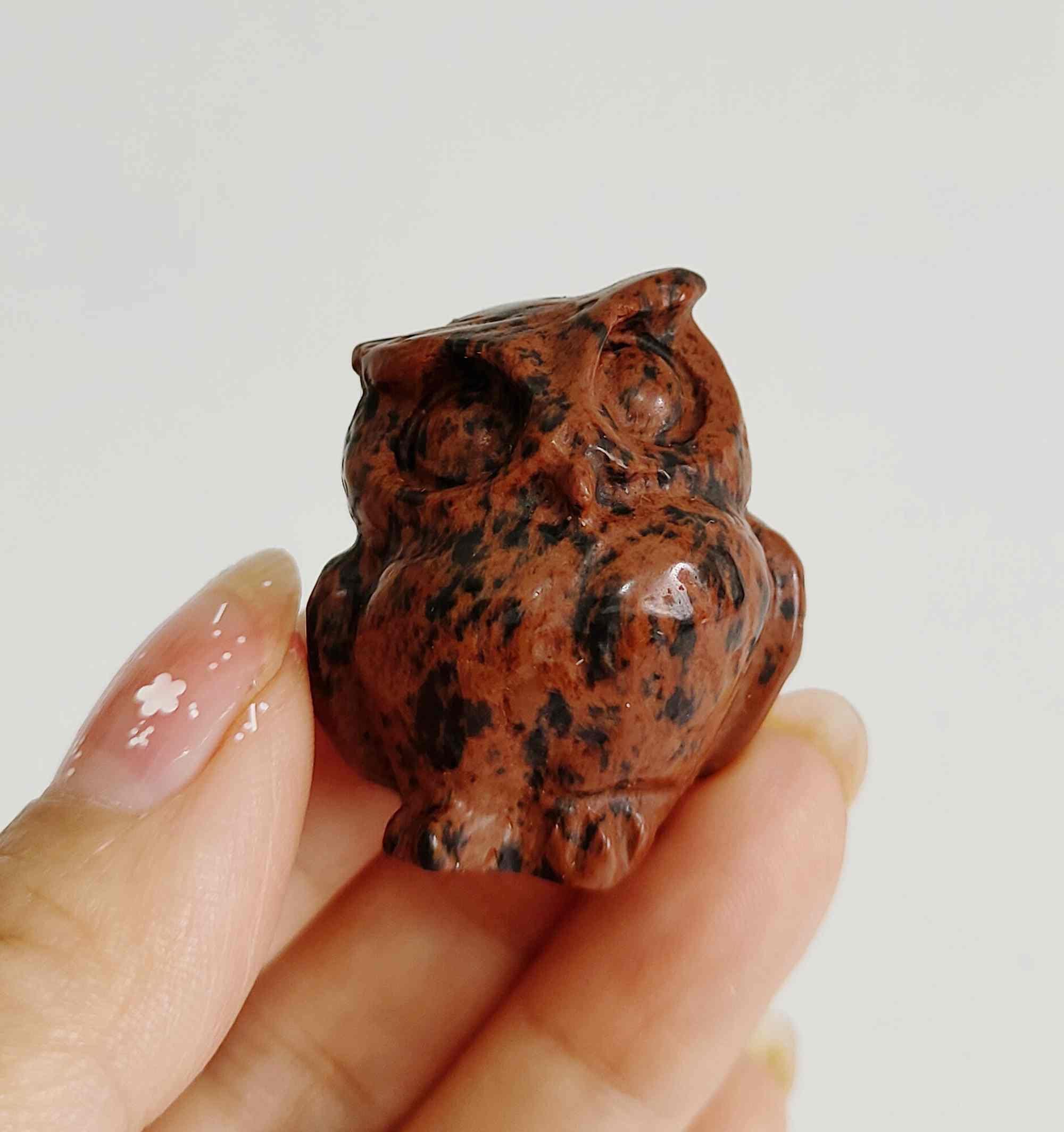 Natural jade carved owl statue