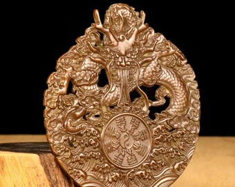 Vintage bronssnidad drakestaty, Fengshui tedjur
