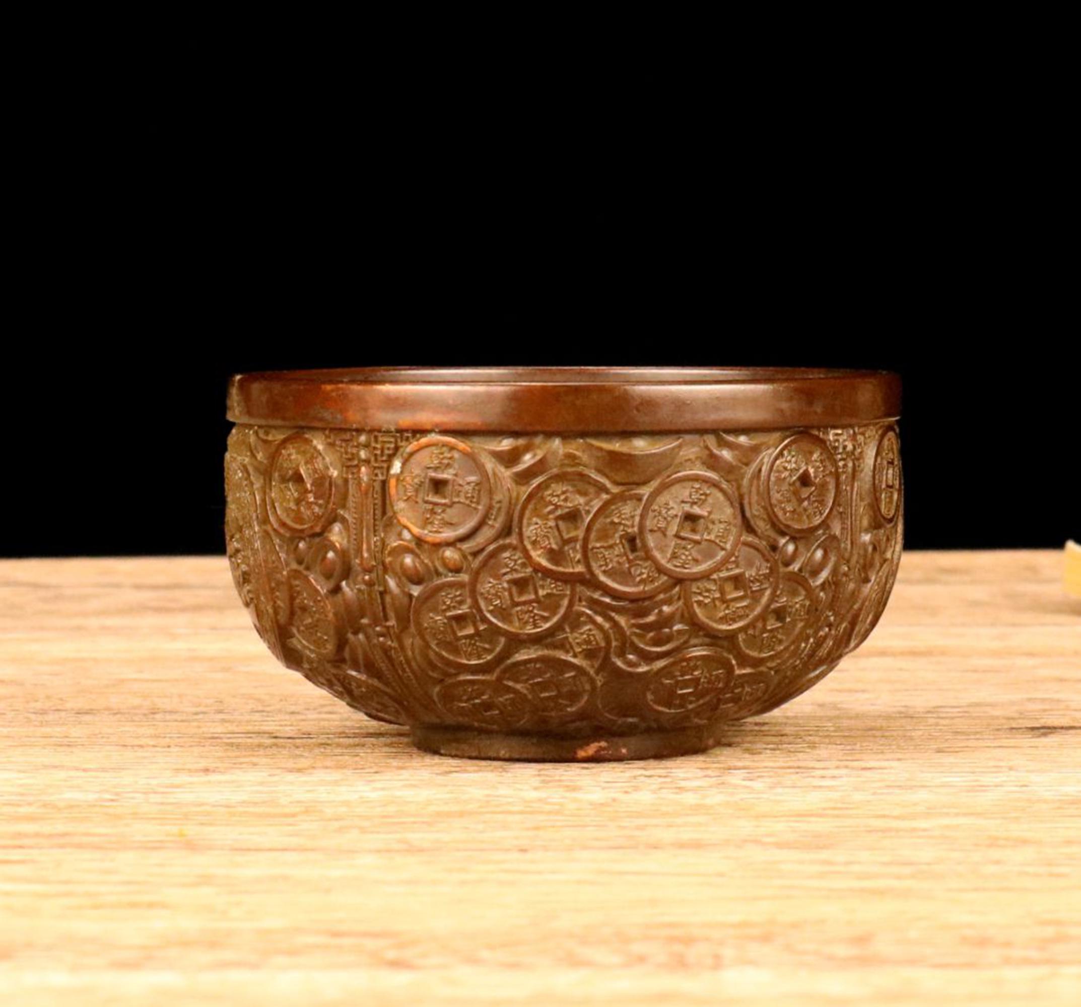 ヴィンテージブロンズ彫刻ボウル、装飾皿、風水像 - Etsy 日本
