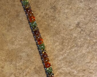 Bracelet, Swarovski crystal multi-colored