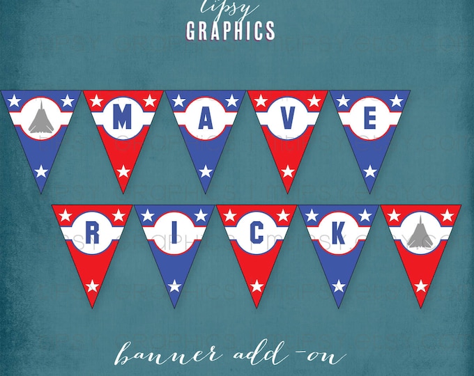 Top Gun Banner. F14 Fighter Jets. Red White Blue Stars. Maverick. Happy