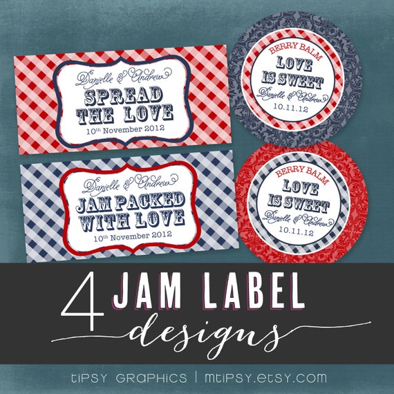 Items similar to DESIGN 4 Jam Jar Labels. Printable file with Option to Print. Your Wedding ...