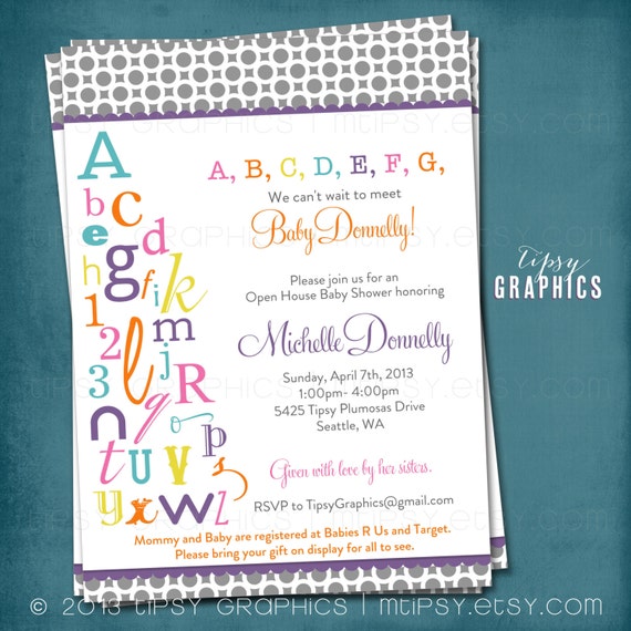 Alphabet Baby Shower Invitation. ABC Library Invite. Bring a | Etsy Alphabet Baby Shower Invitation. ABC Library Invite. Bring a | Etsy