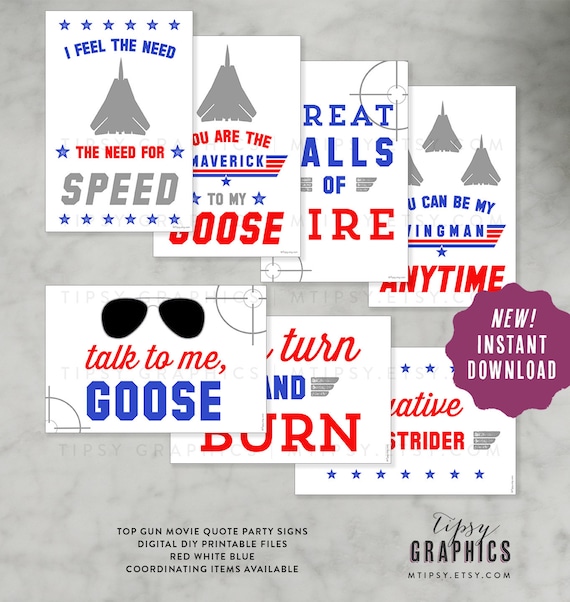 8x10 Top Gun Party Signs. Fighter Jet Airplane Birthday Party. Maverick Goose Ghost Rider. INSTANT DOWNLOAD Digital DiY Print from Home Il_570xn