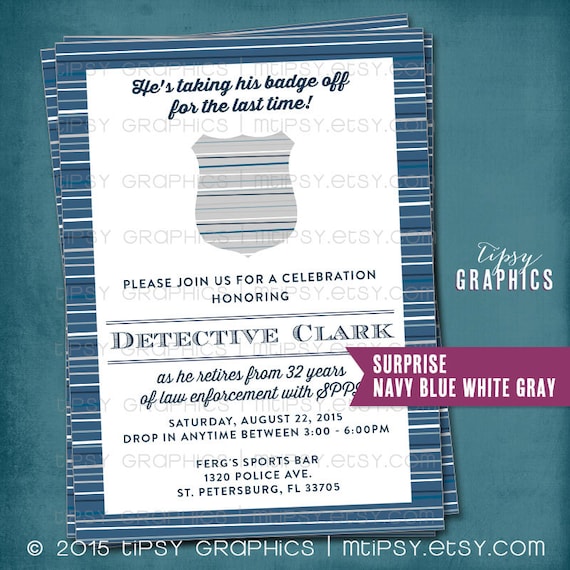 Police Officer Retirement Invitation Taking Off His Badge