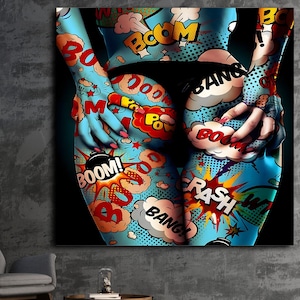 Banksy Ass Pop Wall Art, Banksy Wall Art, Banksy Glass, Banksy Canvas Print, Graffiti Street Canvas Wall Art, Pop Art