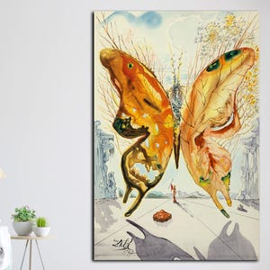 Salvador Dali Venus Butterfly, Salvador Dali, Extra Large Wall Art, Tempered glass wall art, Ready to Hang, Canvas Wall Art
