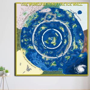 氷壁の向こうの世界 キャンバス、衛星平面地球地図、地図作成ウォールアート、すぐに掛けられる、地球地図ポスター