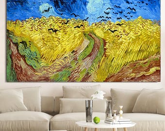 Van Gogh A Wheatfield, Van Gogh Wall Art, Extra Large Wall Art, Tempered glass wall art, Ready to Hang, Canvas Wall Art, Oil Painting