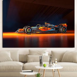 Póster de McLaren de Fórmula 1, Arte mural de Redbull de Fórmula 1, Fórmula 1, Lienzo de F1, Arte de vidrio de Fórmula 1, Arte mural deportivo, Lienzo del equipo Redbull