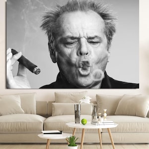 Nicholson Smoking, Jack Nicholson Poster, Jack Nicholson Smoking Wandkunst, fertig zum Aufhängen, berühmte Wandkunst, Jack Nicholson Print