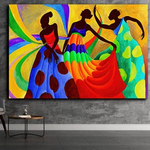 Femme africaine ethnique tous les art, art belle femme, toile cheveux femme or, belle femme en verre, prêt à accrocher, art mural ethnique