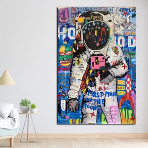Banksy Astronauta, Banksy Wall Art, Banksy Vetro, Banksy Stampa su Tela, Graffiti Street Canvas Wall Art, Banksy per bambini, Pop Art