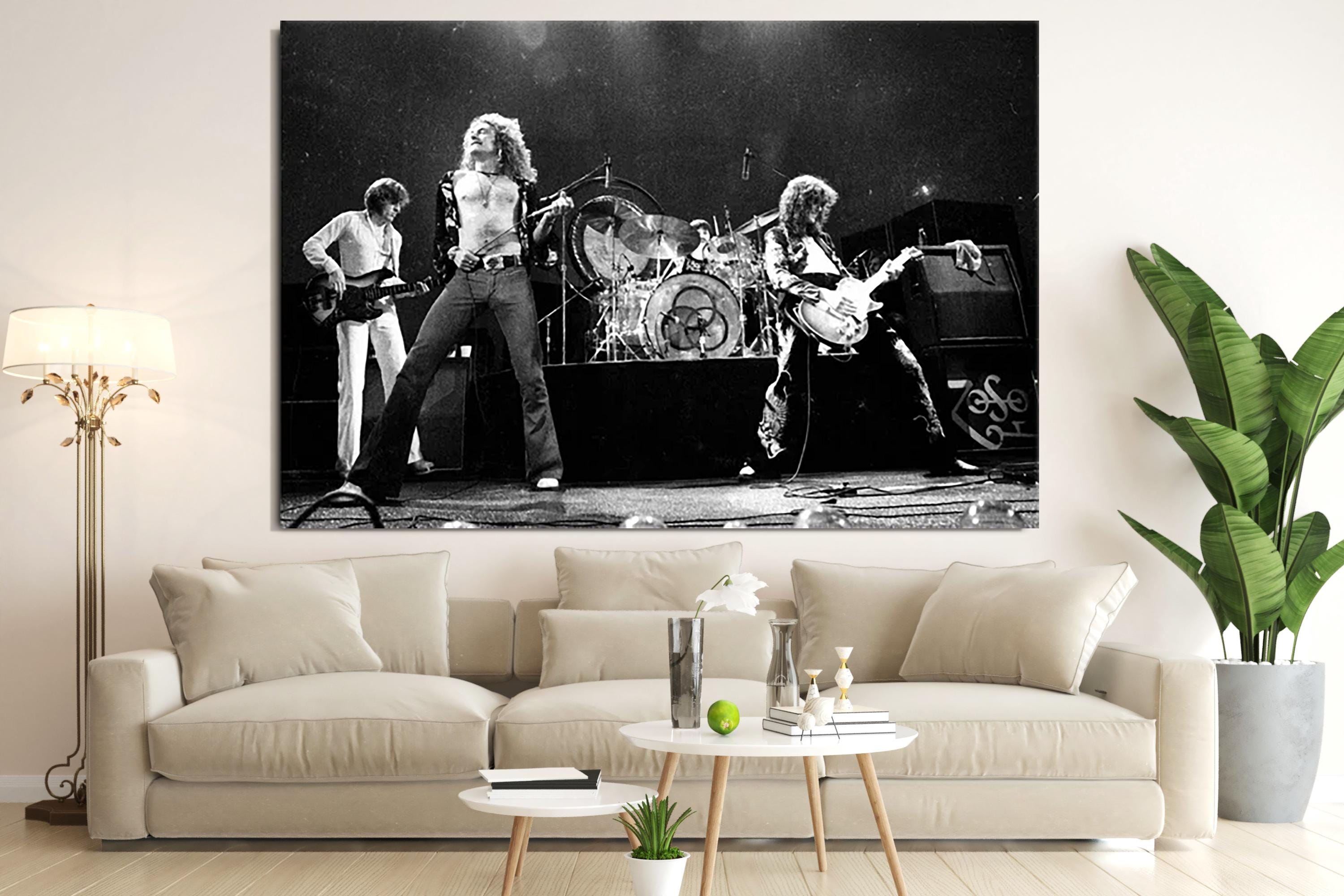 Led Zeppelin Jimmy Page Robert Plant Poster, Black & White 1970s