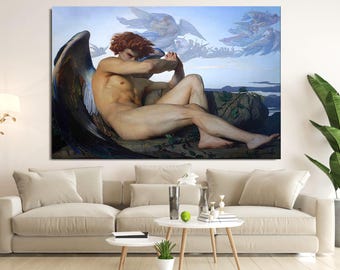 Alexandre Cabanel Fallen Angel, Fallen Angel Canvas, MasterPiece Reproduction, Alexandre Cabanel Canvas, Extra Large Wall Art, Ready to Hang