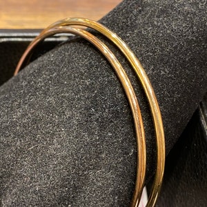 2 vintage antique art deco victorian  18k gold filled rolled bracelet bangle slave hallmarked pair diameter 71mm
