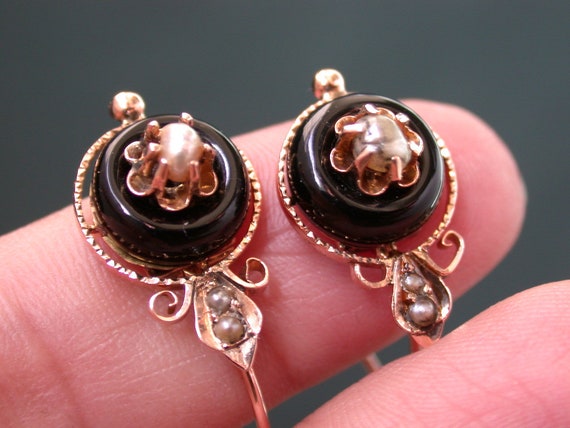 antique vintage victorian french  solid 18k rose … - image 1