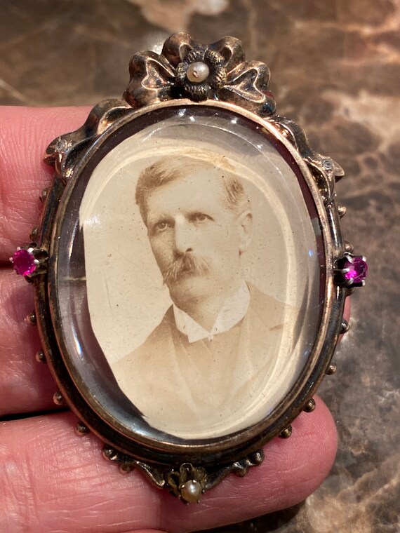 Antique victorian nouveau 12K gold pin brooch mourni… Gem