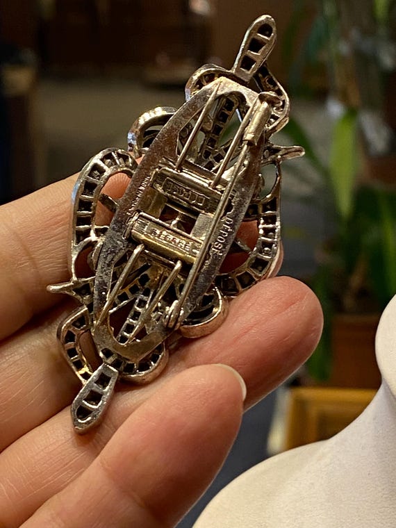 antique Vintage Art Deco Sliver Duette Dress Clip pin Brooch paste depose France (DDP paid by me) USA read View 5