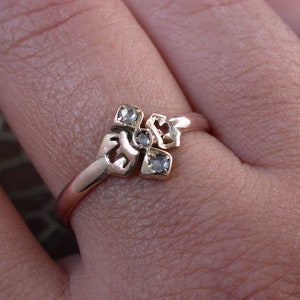 vintage  Art Nouveau Antique 12K Gold Genuine Rose Cut Diamond Ring, Free Resizing MICRO-PAYM AVAILABLE
