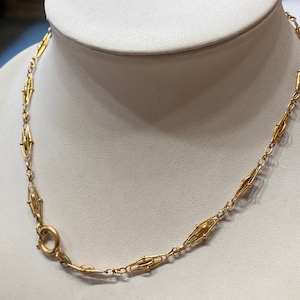 vintage antique  french gold filled  fob watch chain necklace 1920 with spring art nouveau link