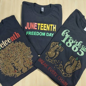 Rhinestone Juneteenth Tshirt | Juneteenth | 1865 | Emancipation Day | Freedom Day | Afro Queen | Black Independence Day |