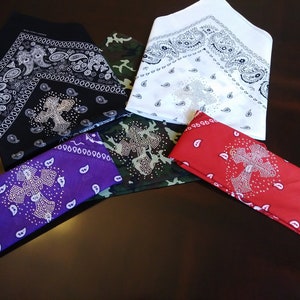 Bling Cross | Bling Bandana |  Rhinestone Cross Bandanna | Rhinestone Bandana w/Cross