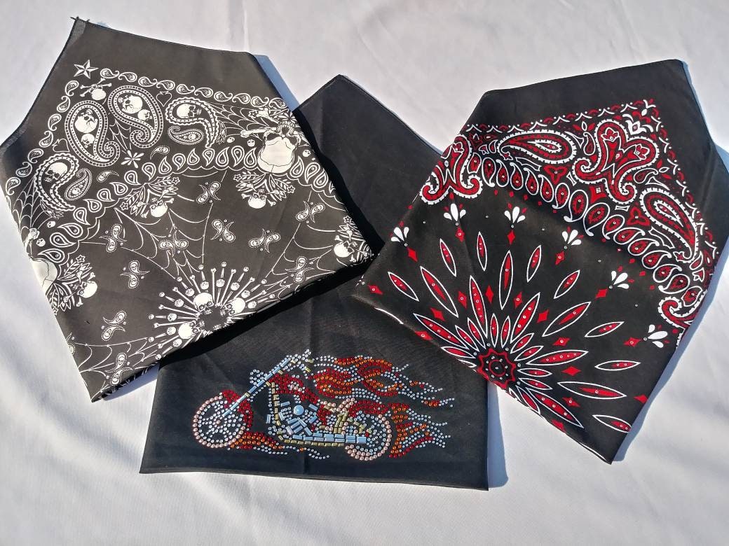 Rhinestone Bandana's Bling Headgear Biker Headband Etsy