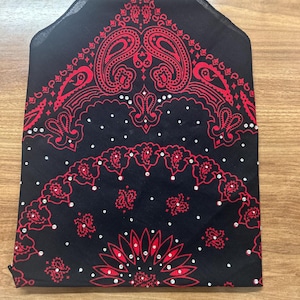 Paisley bandana Swarovski　Black×Red Narrow Black Paisley Bandana With Red and Diamond Clear