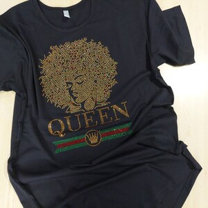 Rhinestone Queen Tee: Gold & Red Bedazzled Design