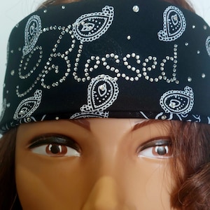 Blessed | Rhinestone Blessed Bandana | Rhinestone Blessed | Work Out | Yoga |