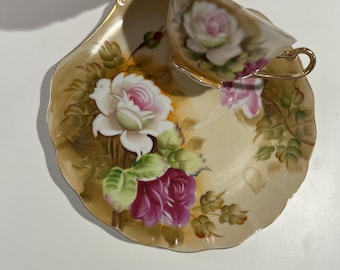 Lefton Tea/Snack Plate with Tea cups Set