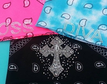 Bandana w/Bling Workout/Yoge Headwrap Biker Headgear All Colors