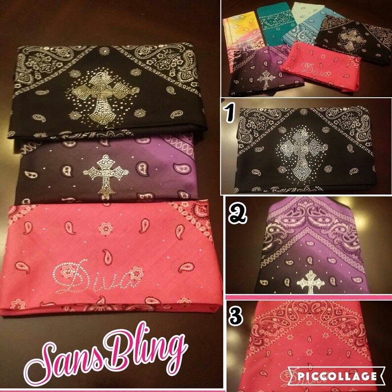 Rhinestone Bandana's Bling Headgear Biker Headband Etsy