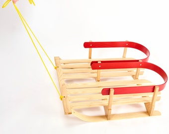 Canadian Handcrafted from Ontario Ash Hardwood, Heirloom Preassembled Masterpiece Twin Sled. Baby, Toddler, to Preschooler Dual Sleigh.