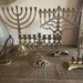 Ceramic Blue Floral Menorah, Ribbon Candelabra, Hanukkah Menorah ...