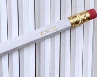 WHITE custom pencils - set of 5 - the perfect WHITE pencil