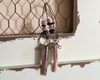 Pink and Black Claw Shell Earrings